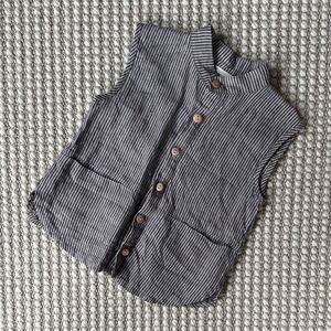 Linen Striped Kids Sleeveless Shirt